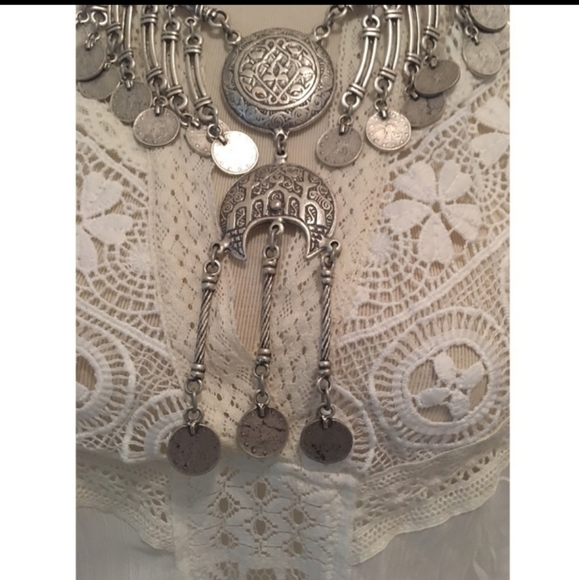 Tibetan Silver Large Moon Necklace Boho FP - Picture 2 of 2